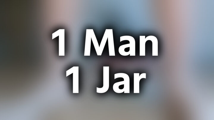 「1 Man 1 Jar」という影付きの白文字が、ぼかされた足の写真の上に書かれているアイキャッチ。
