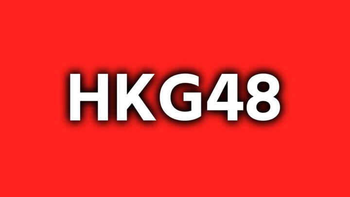「HKG48」という影付きの白文字が、真っ赤な背景に書かれているアイキャッチ。