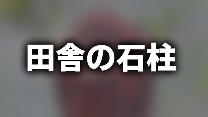 「田舎の石柱」という影付きの白文字が、ぼかされた写真の上に書かれている。