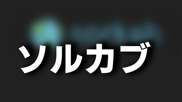 「ソルカブ」という影付きの白文字が、灰色と水色の背景に書かれている。