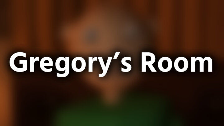 「Gregory's Room」という影付きの白文字が、ぼかされたアニメのスクリーンショットの上に書かれているアイキャッチ。