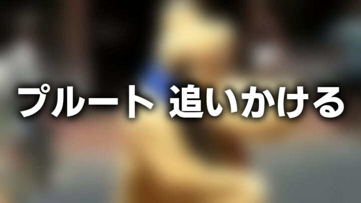 「プルート 追いかける」という影付きの白文字が、ぼかされたディズニーランドの写真の上に書かれているアイキャッチ。