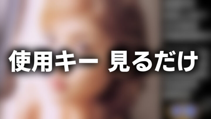 「使用キー 見るだけ」という影付きの白文字が、ぼかされたビックリフラッシュのスクリーンショットの上に書かれているアイキャッチ。