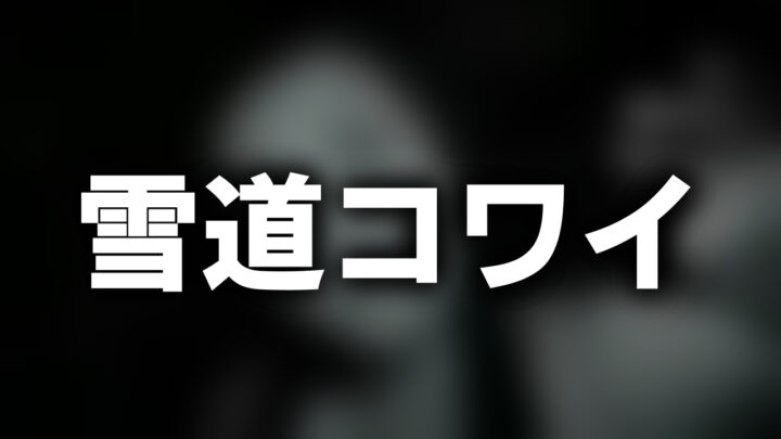 「雪道コワイ」という影付きの白文字が、ぼかされた動画のスクリーンショットの上に書かれているアイキャッチ。